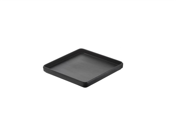 LEONE Vassoio quadrato nero in melamina con bordi dritti lanzarote, 15x15x2 cm