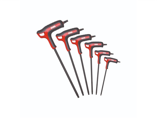 USAG SERIE DI 6 CHIAVI MASCHIO PIEGATE CON IMPUGNATURA PER VITI CON IMPRONTA TORX - ART. 280 HATX/SE6