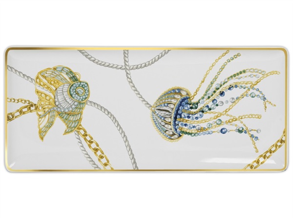 BACI MILANO Portofino - Vassoio rettangolare in porcellana 28,5x12,5 cm