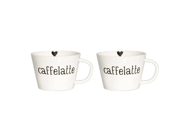 SIMPLE DAY LIVING & LIFESTYLE Set 2 tazze colazione caffelatte con cuore, 580 ml