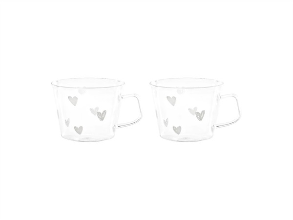 SIMPLE DAY LIVING & LIFESTYLE Set 2 tazze colazione cuori, 480 ml