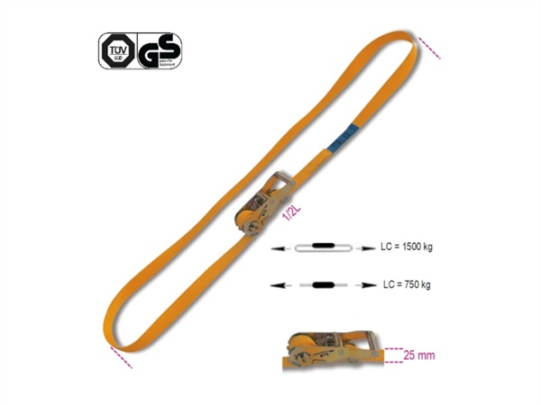 BETA UTENSILI Sistemi di ancoraggio ad anello LC .1500kg, con cricchetto tenditore nastro in poliestere ad alta tenacità (PES)