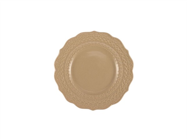 ILSA SKALISTOS Piatto pane beige con decoro in rilievo Ø cm 15 h cm 2