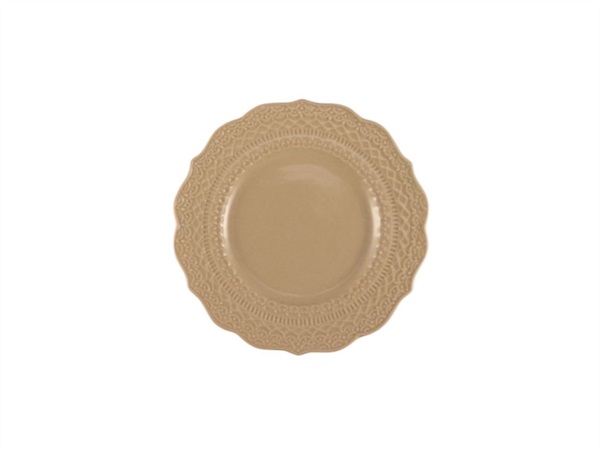 ILSA SKALISTOS Piatto pane beige con decoro in rilievo Ø cm 15 h cm 2