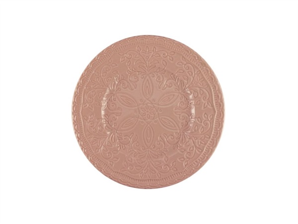 LE COQ SKALISTOS Piatto frutta rosa con decoro in rilievo Ø cm 22,5 h cm 2,5