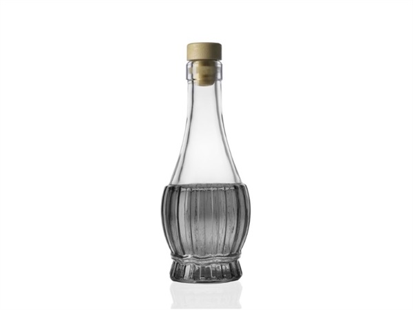 IVV Tuscania suite, bottiglia per aceto h19 cm cl.20 trasparente decoro grigio con tappo dosatore