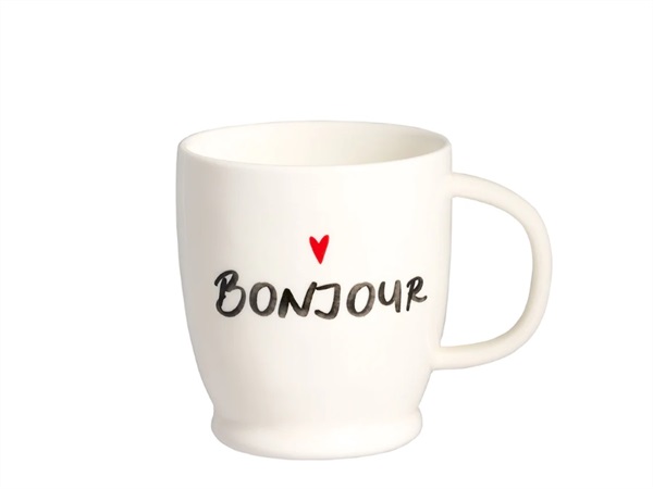 SIMPLE DAY LIVING & LIFESTYLE Mug bianca Bonjour, 510 ml