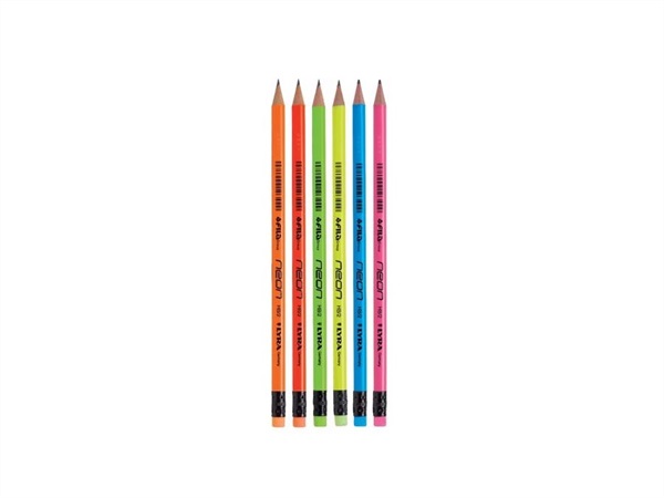 LYRA - matita neon con gomma mina grafite HB barattolo 96 matite