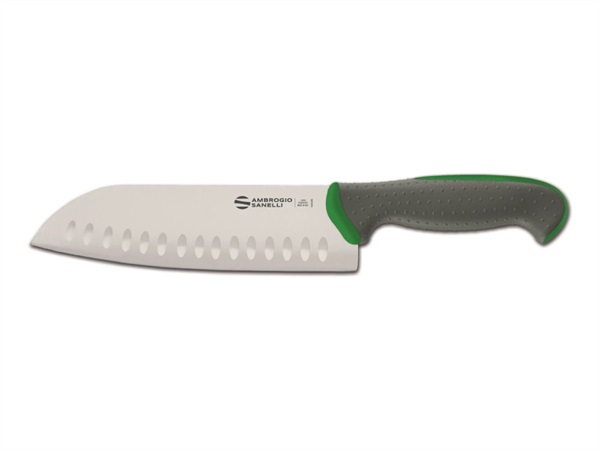 AMBROGIO SANELLI Tecna colore - coltello santoku, lama alveolata, verde, 18 cm