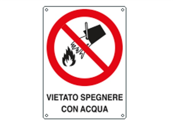 CARTELLI SEGNALATORI cartello divieto "vietato spegnere con acqua" 11,5x16 cm