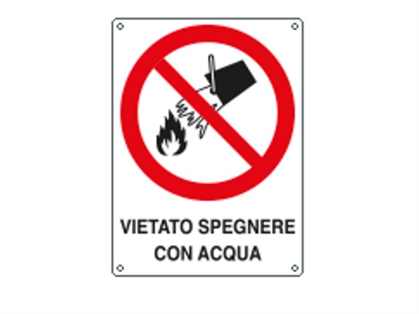 CARTELLI SEGNALATORI cartello divieto "vietato spegnere con acqua" 27X37 CM