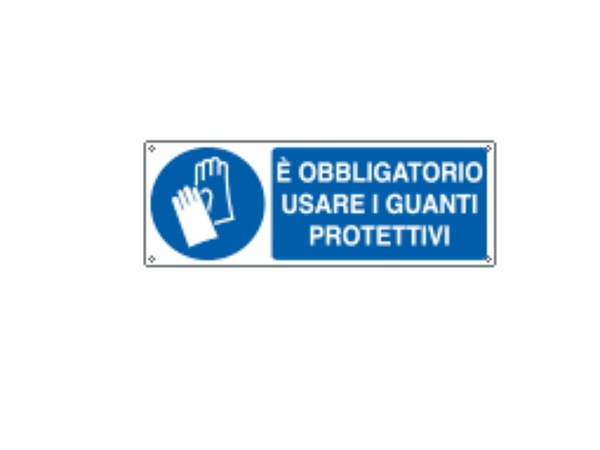 CARTELLI SEGNALATORI CARTELLO AUTOADESIVO, EASYFIX, "OBBLIGO USO GUANTI PROTETTIVI" 35X12,5 CM