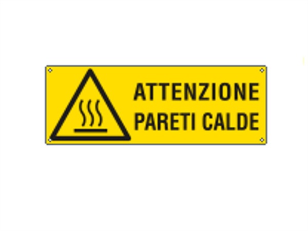 CARTELLI SEGNALATORI Cartello pericolo "ATTENZIONE pareti calde" 35x12,5 CM