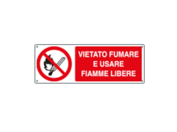 CARTELLI SEGNALATORI Cartello autoadesivo, EasyFix, "vietato FUMARE E usare fiamme libere" 35X12,5 CM