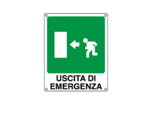 CARTELLI SEGNALATORI Cartello adesivo, EasyFix, "uscita di emergenza" sinistra CON simbolo 25X31 CM