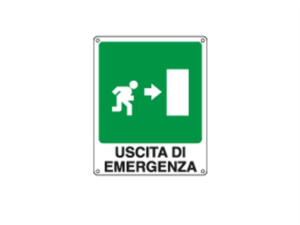 CARTELLI SEGNALATORI Cartello adesivo, EasyFix, "uscita di emergenza" destra con simbolo 25x31 cm