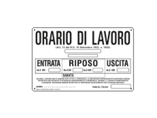 CARTELLI SEGNALATORI Cartello adesivo, EasyFix, "ORARIO DI LAVORO" standard 30X20CM