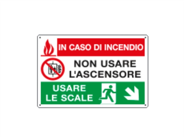 CARTELLI SEGNALATORI Cartello autoadesivo multisimbolo, EasyFix, "in caso incendio" DX 30X20 CM