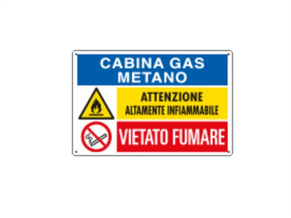 CARTELLI SEGNALATORI Cartello autoadesivo multisimbolo, EasyFix, "CABINA GAS METANO" 30x20 cm