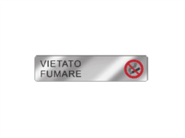 CARTELLI SEGNALATORI Targa alluminio specchio, EasyFix, "vietato FUMARE" 20X4,5 CM