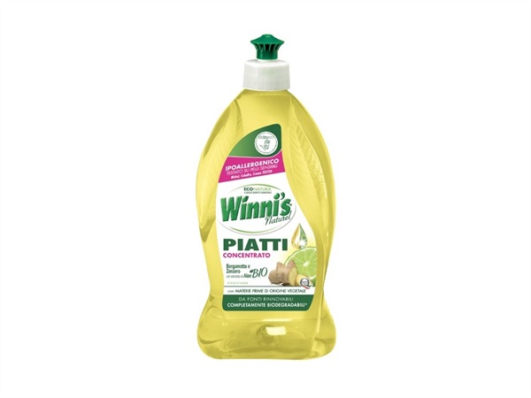 WINNI'S DETERSIVO PIATTI CONCENTRATO BERGAMOTTO & ZENZERO CON ESTRATTO DI ALOE BIO, 500 ML