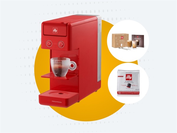 ILLYCAFFE' S.P.A 12 confezioni da 18 capsule + macchina Iperespresso y3.3 espresso & coffee rossa + caffè in capsule bundle