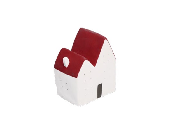 RITUALI DOMESTICI Nelvillaggio, casa doppia rossa 10.5x8.5x14h cm