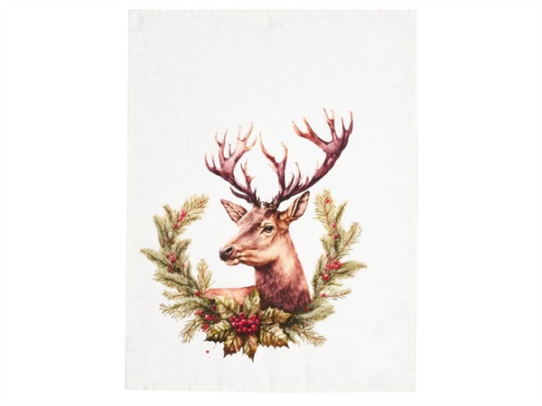 SIMPLE DAY LIVING & LIFESTYLE Canovaccio lino 50x68 cm, cervo natalizio