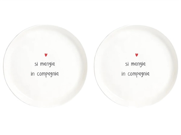 SIMPLE DAY LIVING & LIFESTYLE Set 2 Piatti dessert Si mangia in compagnia, Ø 21 cm