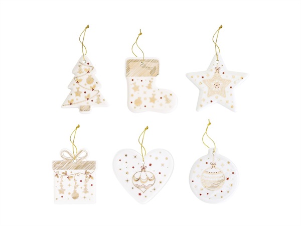 EASY LIFE Christmas lights, Set 6 decorazioni in porcellana per albero di natale