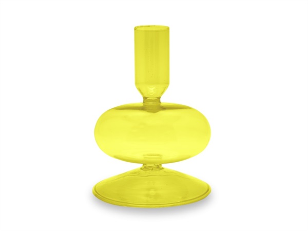 WD LIFESTYLE Portacandele in vetro borosilicato giallo, 12 cm