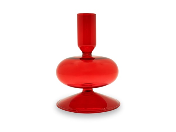 WD LIFESTYLE Portacandele in vetro borosilicato rosso, 12 cm