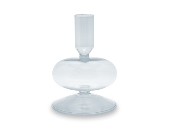 WD LIFESTYLE Portacandele in vetro borosilicato trasparente, 12 cm