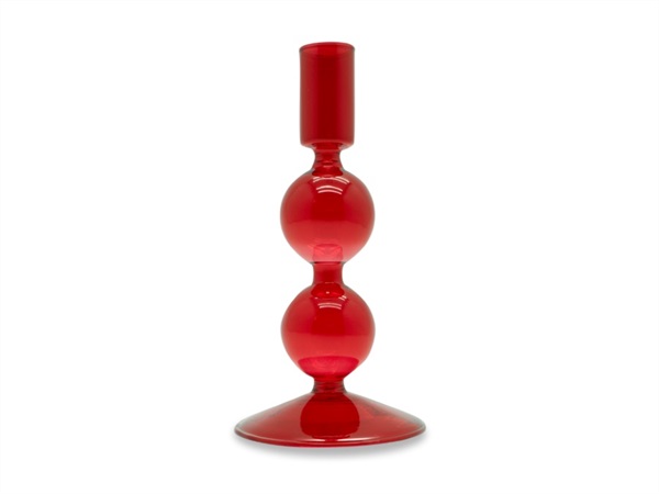 WD LIFESTYLE Portacandele in vetro borosilicato rosso, 16 cm