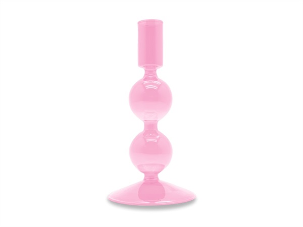 WD LIFESTYLE Portacandele in vetro borosilicato rosa, 16 cm