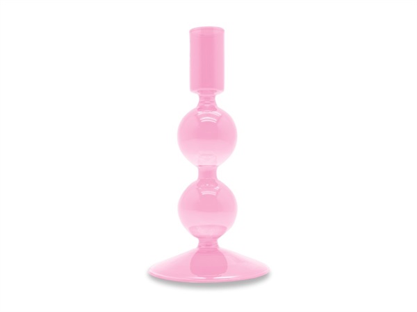 WD LIFESTYLE Portacandele in vetro borosilicato rosa, 16 cm