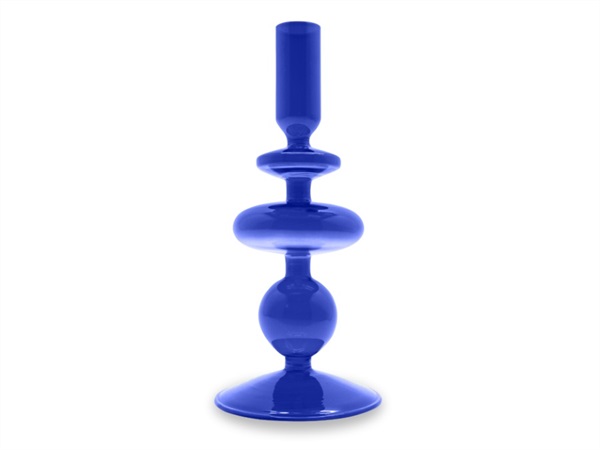 WD LIFESTYLE Portacandele in vetro borosilicato blu, 20 cm