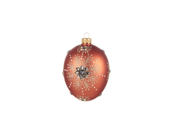 L'OCA NERA Gemme di natale, palla ovale decorata rame ø 8x10h cm