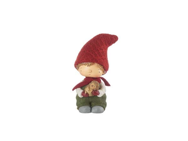 L'OCA NERA Amici del bosco, bambino cappello rosso con riccio 9x9x19h cm