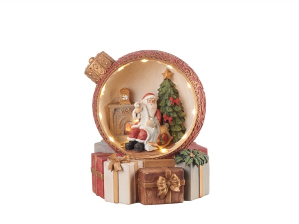 L'OCA NERA Aria di Natale, pallina con Babbo Natale con led ø14x16h cm