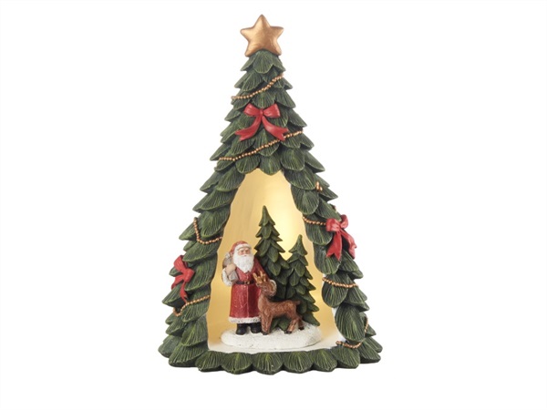 L'OCA NERA Aria di Natale, albero con Babbo Natale con led 16,5x15,5x24h cm