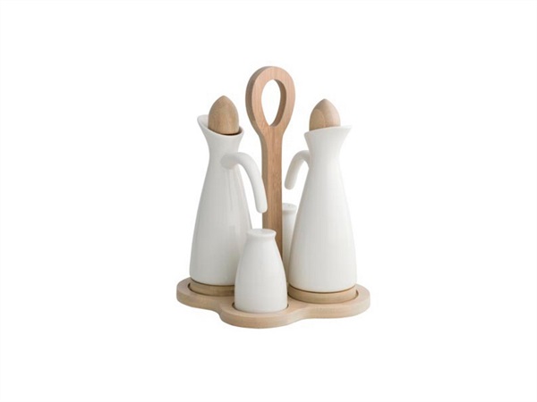 BRANDANI GIFT GROUP S.A.S. set MENAGE IN PORCELLANA BIANCA E BAMBOO NATURALE brandani