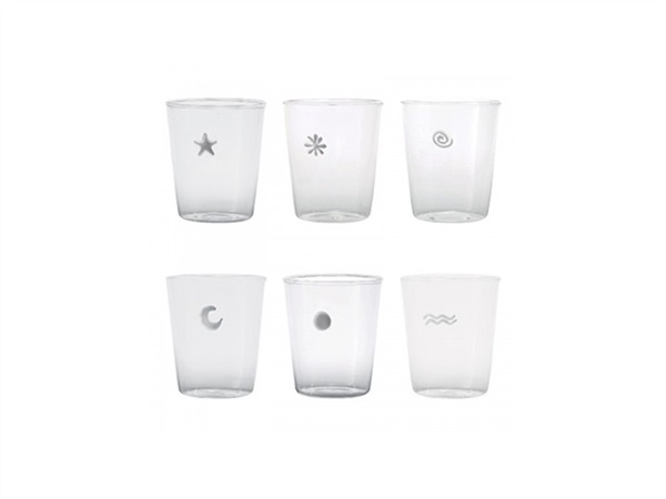 WD Lifestyle - Set 6 bicchieri in vetro borosilicato decorati con 6