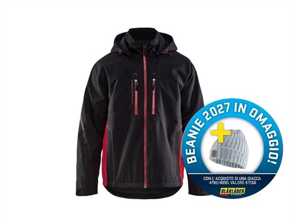 GIACCA FUNZIONALE 4890 9955 blåkläder nero/rosso + Berretto Beanie in omaggio