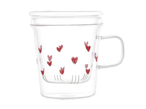 SIMPLE DAY LIVING & LIFESTYLE Mug con Infusore Tappezzeria Cuori, 400 ml