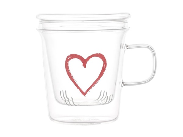 SIMPLE DAY LIVING & LIFESTYLE Mug con Infusore Cuore Graffiti Rosso 400 ml