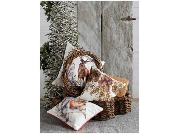 MAISON SUCREE Xmas tale, cuscino arredo pettirosso 40x40 cm