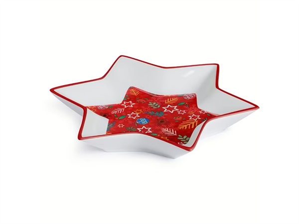 EGAN Vassoio stella in porcellana rosso, 21x21 cm