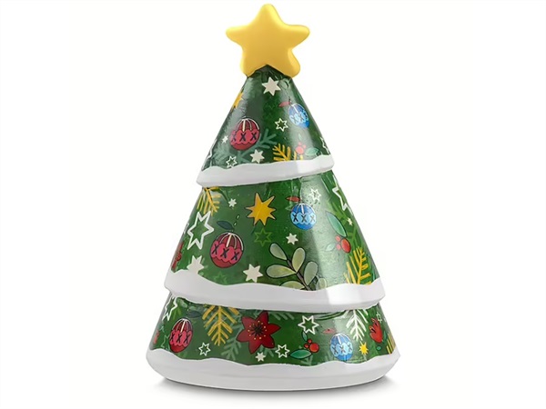 EGAN Campanella in ceramica albero di natale, 6x9 cm