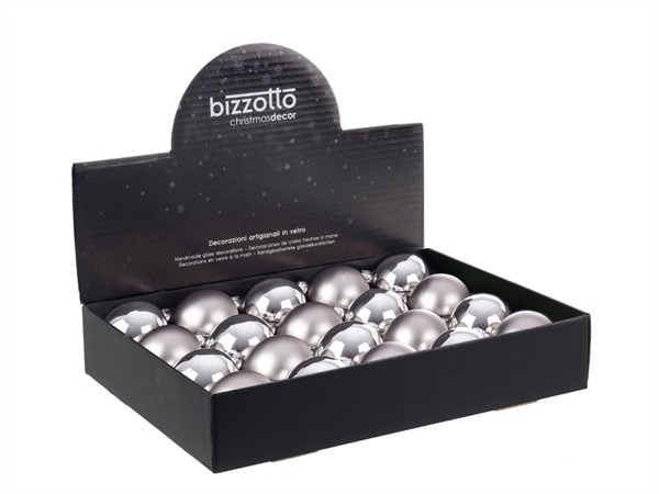 BIZZOTTO Sfera in vetro argento Ø 6 cm, colori assortiti